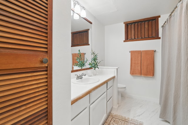 77-6452 Leilani St, Kailua-Kona, HI 96740 - full bathroom featuring vanity, marble finish floors, and a shower with curtain