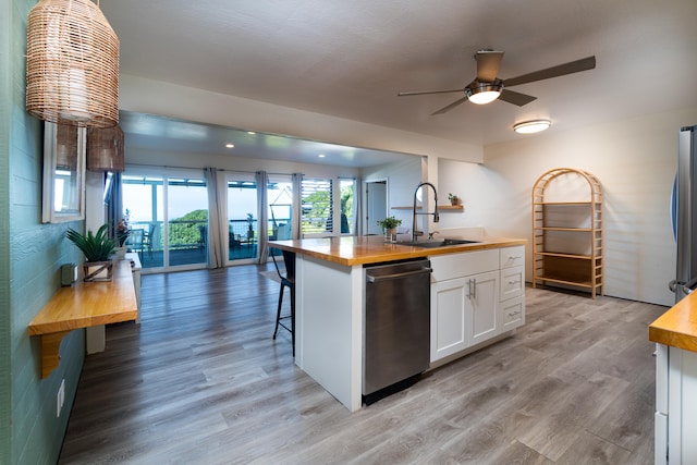 77-6452 Leilani St, Kailua-Kona, HI 96740 - kitchen featuring butcher block countertops, appliances with stainless steel finishes, ceiling fan, and open floor plan