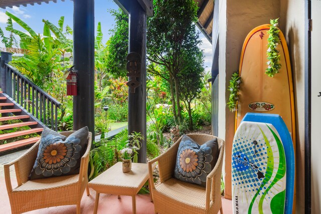 3920 Wyllie Rd Unit 6A, Princeville, HI 96722 - balcony with stairway