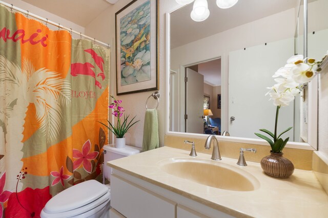 3920 Wyllie Rd Unit 6A, Princeville, HI 96722 - bathroom with vanity and curtained shower