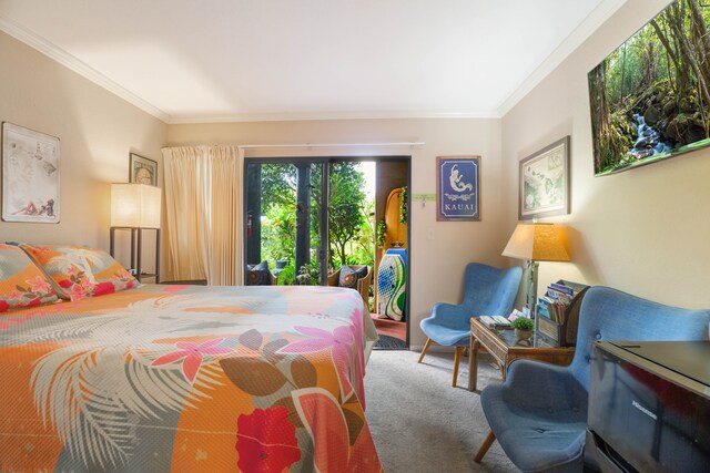 3920 Wyllie Rd Unit 6A, Princeville, HI 96722 - bedroom featuring ornamental molding and access to outside