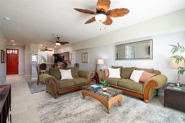 69-200 Pohakulana Pl Unit H22, Waikoloa, HI 96738 - living area featuring ceiling fan and recessed lighting