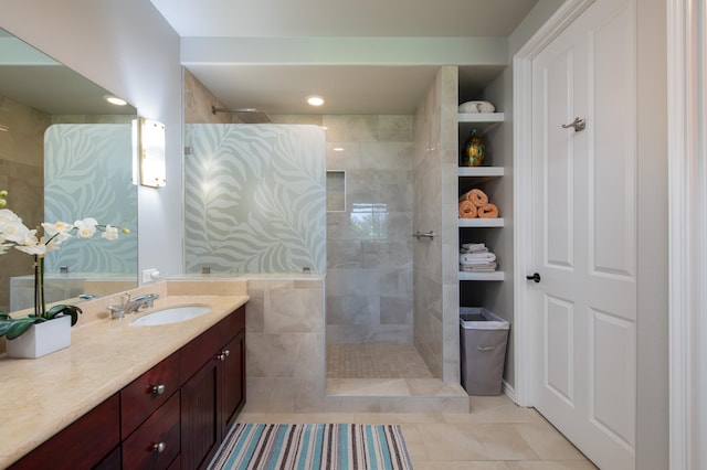 69-200 Pohakulana Pl Unit H22, Waikoloa, HI 96738 - full bathroom with walk in shower, vanity, and tile patterned floors