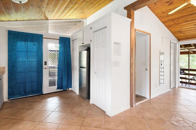 15-2775 Manalo St, Pahoa, HI 96778 - entryway featuring wooden ceiling, light tile patterned floors, and lofted ceiling