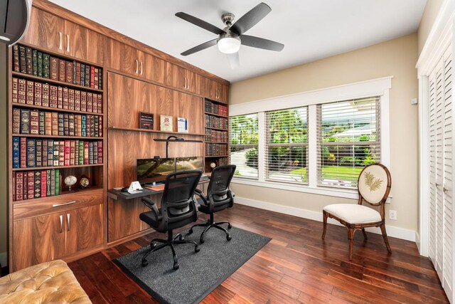 73-4366 Koikoi St, Kailua-Kona, HI 96740 - office featuring a ceiling fan and dark wood-type flooring