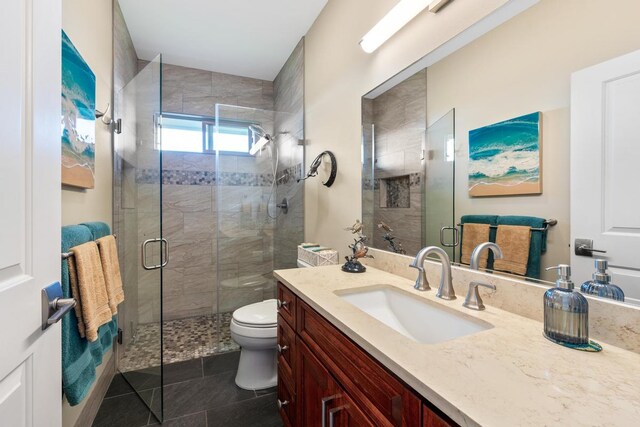 73-4366 Koikoi St, Kailua-Kona, HI 96740 - full bathroom featuring vanity, a stall shower, and tile patterned flooring