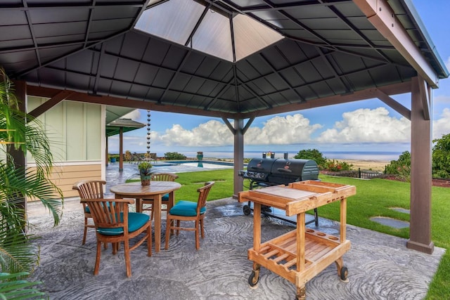 73-4366 Koikoi St, Kailua-Kona, HI 96740 - view of patio / terrace with a gazebo, a water view, and a grill