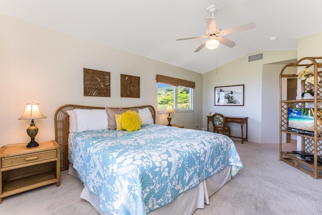 78-6833 Alii Dr Unit C5, Kailua-Kona, HI 96740 - carpeted bedroom featuring lofted ceiling and ceiling fan