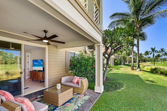 69-200 Pohakulana Pl Unit E2, Waikoloa, HI 96738 - view of patio / terrace with ceiling fan
