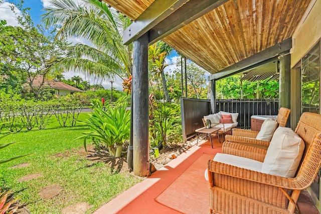 3920 Wyllie Rd Unit 10A, Princeville, HI 96722 - view of patio featuring an outdoor living space