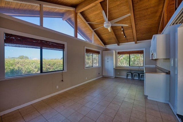 68-1768 Niu Haohao Pl, Waikoloa, HI 96738 - unfurnished room featuring wooden ceiling, light tile patterned floors, and a ceiling fan