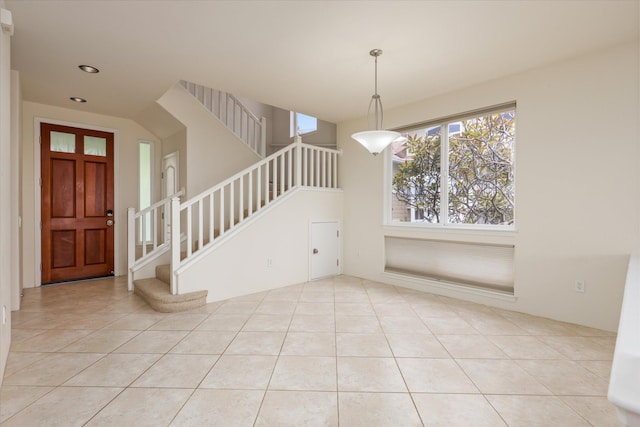 75-6060 Kuakini Hwy Unit E4, Kailua-Kona, HI 96740 - tiled foyer with stairway and recessed lighting