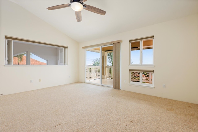 75-6060 Kuakini Hwy Unit E4, Kailua-Kona, HI 96740 - empty room featuring carpet, a ceiling fan, and lofted ceiling