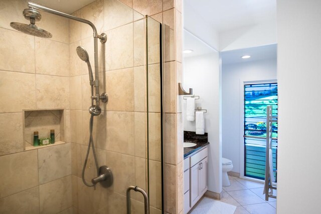 1565 Pee Rd Unit 122, Koloa, HI 96756 - full bathroom featuring a shower stall, vanity, tile patterned floors, and recessed lighting