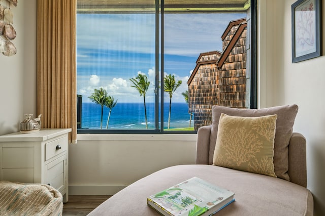3700 Kamehameha Rd Unit H5, Princeville, HI 96722 - sitting room with wood finished floors and a water view