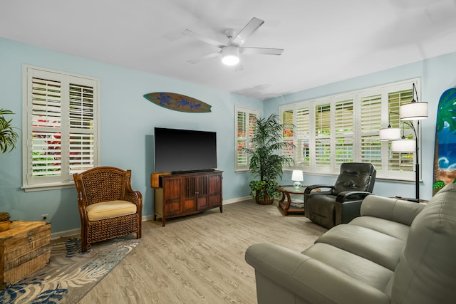 4919 Pepelani Lp Unit 2A, Princeville, HI 96722 - living area featuring a ceiling fan and wood finished floors