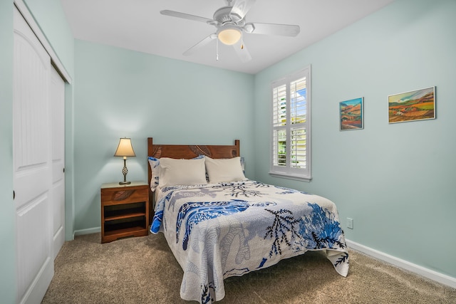 4919 Pepelani Lp Unit 2A, Princeville, HI 96722 - bedroom with a closet, carpet, and a ceiling fan