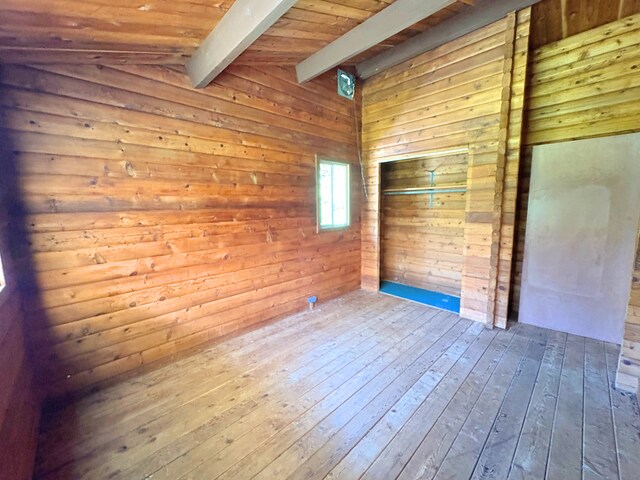 11-3927 8th St, Volcano, HI 96785 - empty room featuring hardwood / wood-style flooring, wooden walls, and wood ceiling