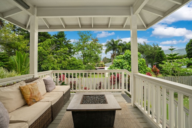 5970-A Heamoi Pl, Kapaa, HI 96746 - deck featuring an outdoor living space with a fire pit