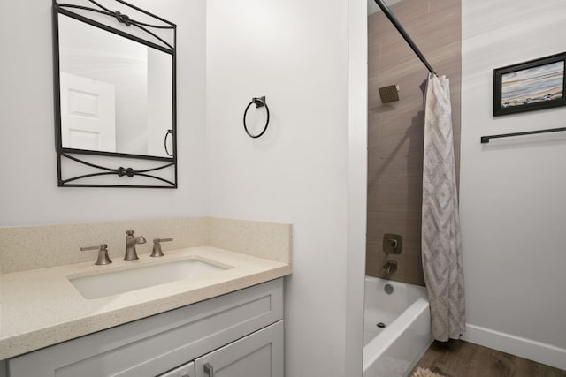 5970-A Heamoi Pl, Kapaa, HI 96746 - full bath featuring shower / tub combo, vanity, and wood finished floors