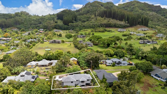 5970-A Heamoi Pl, Kapaa, HI 96746 - aerial view of residential area featuring property parcel outlined and a heavily wooded area