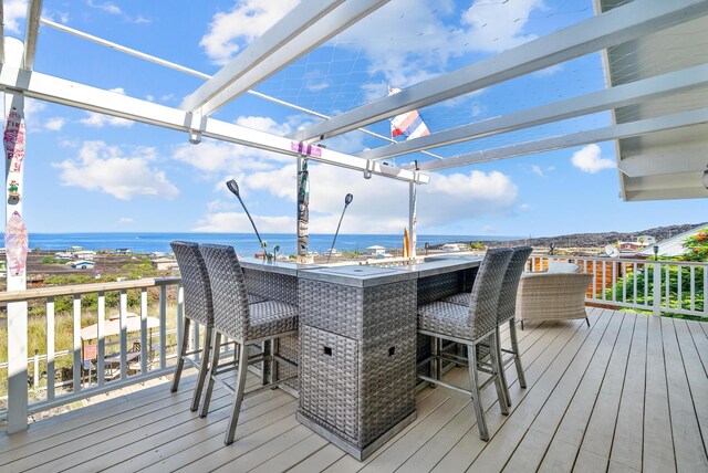 88-1557 Umi Ave, Captain Cook, HI 96704 - wooden deck with a pergola and a water view