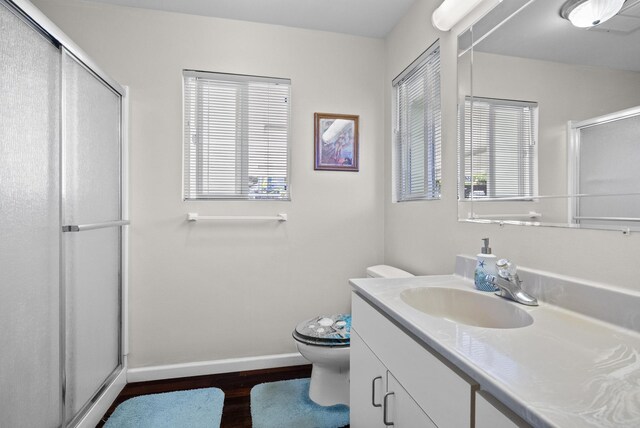 88-1557 Umi Ave, Captain Cook, HI 96704 - bathroom with vanity, wood finished floors, and a shower stall