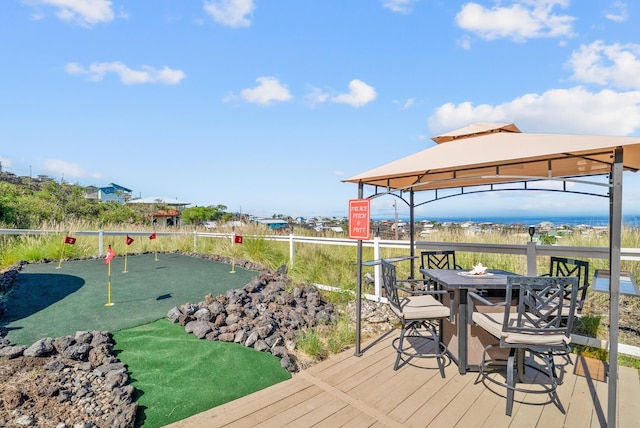88-1557 Umi Ave, Captain Cook, HI 96704 - deck with a gazebo, a putting green, and outdoor dining area