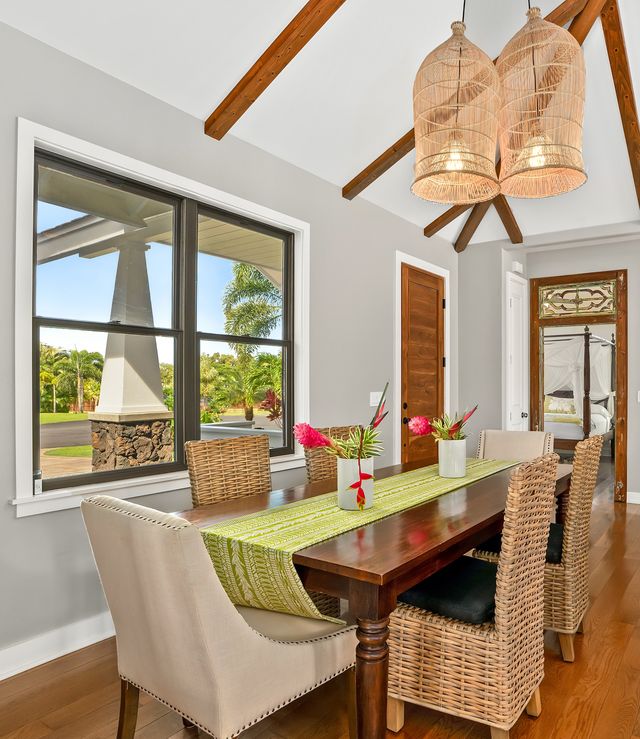 5414 Nakoa St, Koloa, HI 96756 - dining space featuring wood finished floors and baseboards