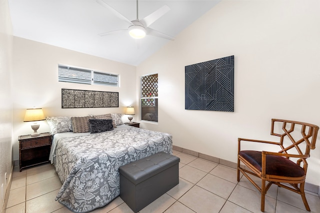 75-217 Nani Kailua Dr Unit 157, Kailua-Kona, HI 96740 - bedroom featuring lofted ceiling, light tile patterned floors, and a ceiling fan
