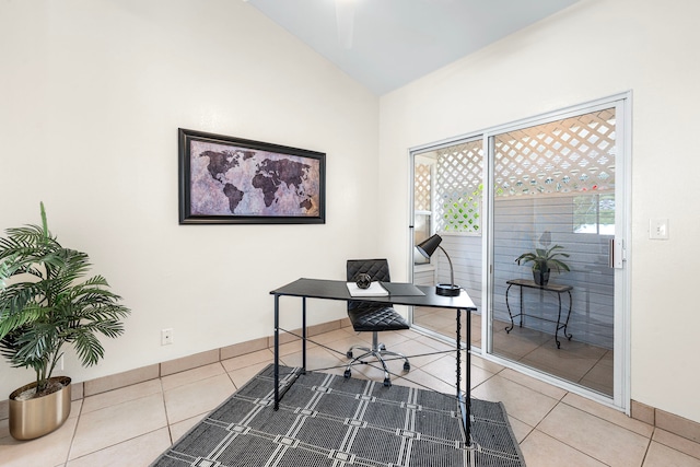 75-217 Nani Kailua Dr Unit 157, Kailua-Kona, HI 96740 - home office with tile patterned flooring and vaulted ceiling