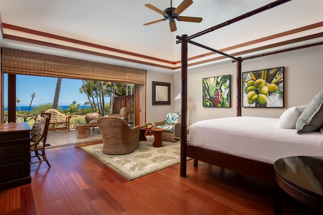 72-106 Hainoa Pl Unit 4, Kailua-Kona, HI 96740 - bedroom with access to exterior and dark wood finished floors