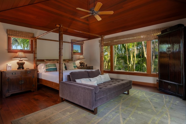 72-106 Hainoa Pl Unit 4, Kailua-Kona, HI 96740 - bedroom with wooden ceiling, hardwood / wood-style floors, and lofted ceiling