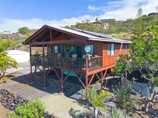88-1544 Pikake Ave, Captain Cook, HI 96704 - view of front of property with a wooden deck and an outbuilding