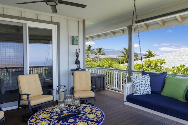 68-3609 Eleele St, Waikoloa, HI 96738 - wooden terrace with ceiling fan
