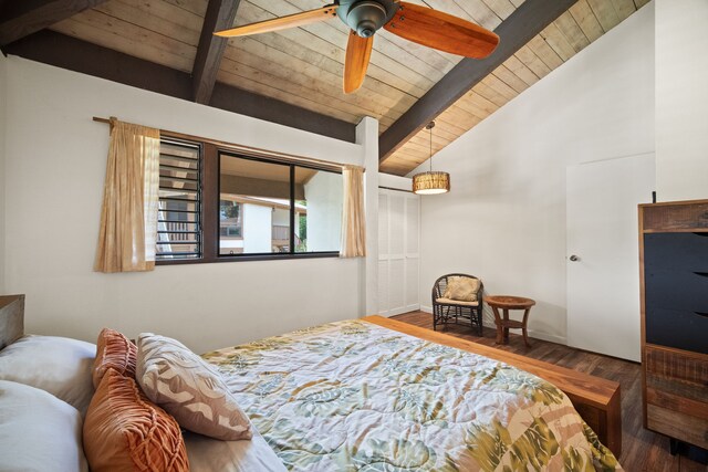 4701 Kawaihau Rd Unit B201, Kapaa, HI 96746 - bedroom with wooden ceiling and wood finished floors