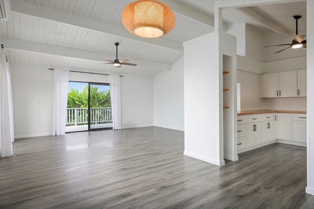 73-4338 Napoo Pl, Kailua-Kona, HI 96740 - unfurnished living room with ceiling fan and dark wood-style floors