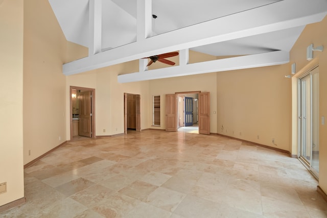 4491 Kikiaola Pl, Kekaha, HI 96752 - unfurnished room featuring a ceiling fan and high vaulted ceiling
