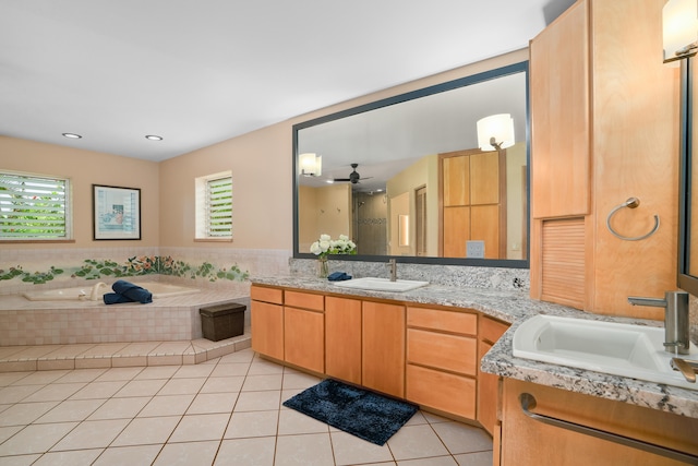 4491 Kikiaola Pl, Kekaha, HI 96752 - full bathroom with tile patterned flooring, plenty of natural light, vanity, and a bath