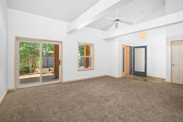 4491 Kikiaola Pl, Kekaha, HI 96752 - spare room with carpet flooring, ceiling fan, and high vaulted ceiling