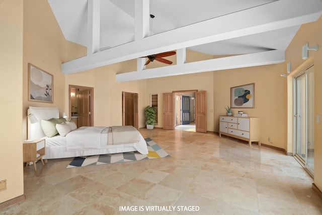 4491 Kikiaola Pl, Kekaha, HI 96752 - bedroom featuring high vaulted ceiling and ensuite bathroom