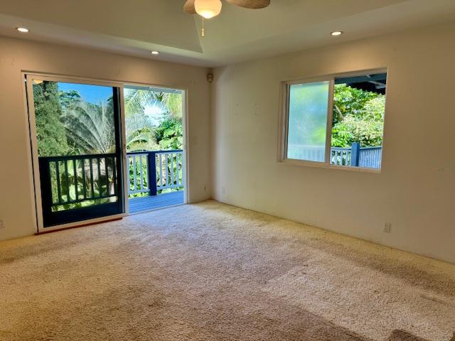 78-6694 Mamalahoa Hwy, Holualoa, HI 96740 - empty room featuring carpet floors, recessed lighting, and a ceiling fan