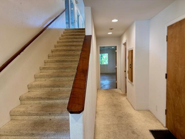 78-6694 Mamalahoa Hwy, Holualoa, HI 96740 - stairs featuring carpet floors and recessed lighting