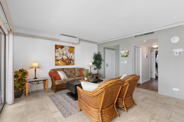 75-5719 Alii Dr Unit 314, Kailua-Kona, HI 96740 - living area with a wall mounted AC and light tile patterned flooring