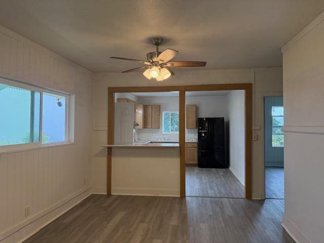46-4180 Honokaa Waipio Rd, Honokaa, HI 96727 - unfurnished living room with wood finished floors, plenty of natural light, and ceiling fan