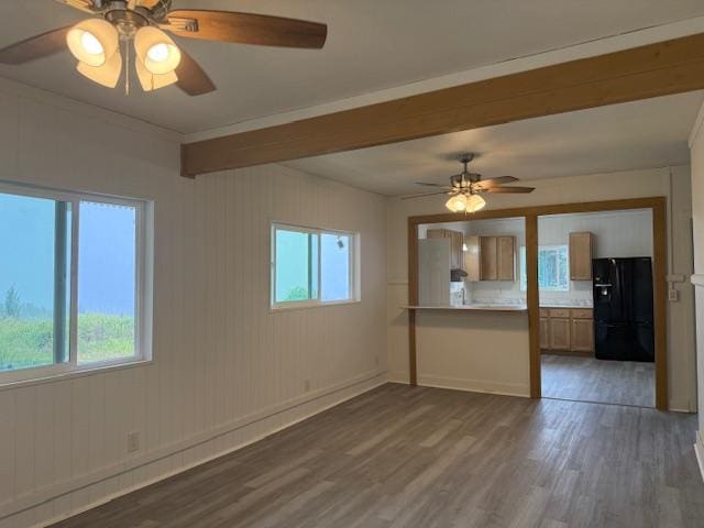 46-4180 Honokaa Waipio Rd, Honokaa, HI 96727 - unfurnished living room featuring ceiling fan, wood finished floors, healthy amount of natural light, and ornamental molding
