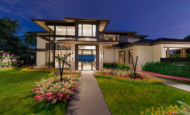 68-1006 Ke Kailani Dr, Kamuela, HI 96743 - view of front of home featuring stucco siding and a yard