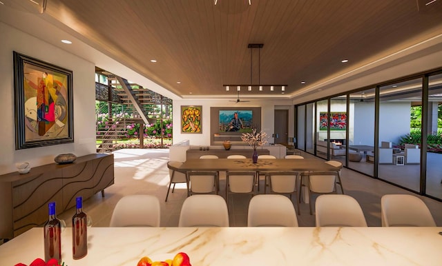 68-1006 Ke Kailani Dr, Kamuela, HI 96743 - dining room featuring wooden ceiling and recessed lighting