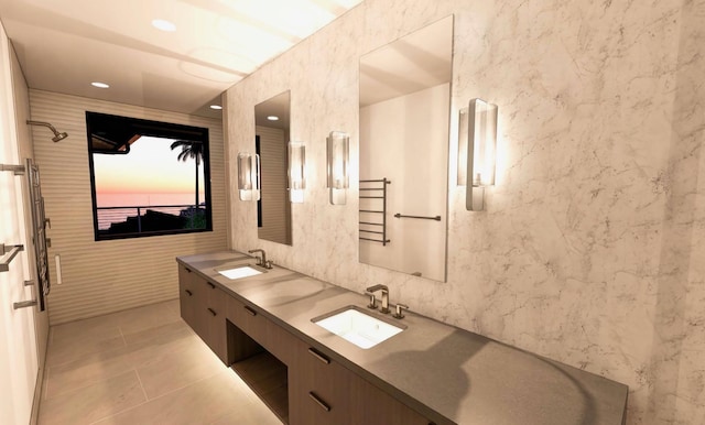68-1006 Ke Kailani Dr, Kamuela, HI 96743 - bathroom with double vanity, tile patterned flooring, and recessed lighting