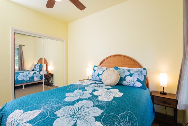 28-238 Akaka Falls Rd, Honomu, HI 96728 - bedroom with a closet and ceiling fan